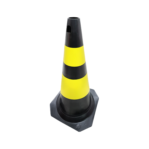 Cone para sinalização preto/amarelo 75cm PLASTCOR